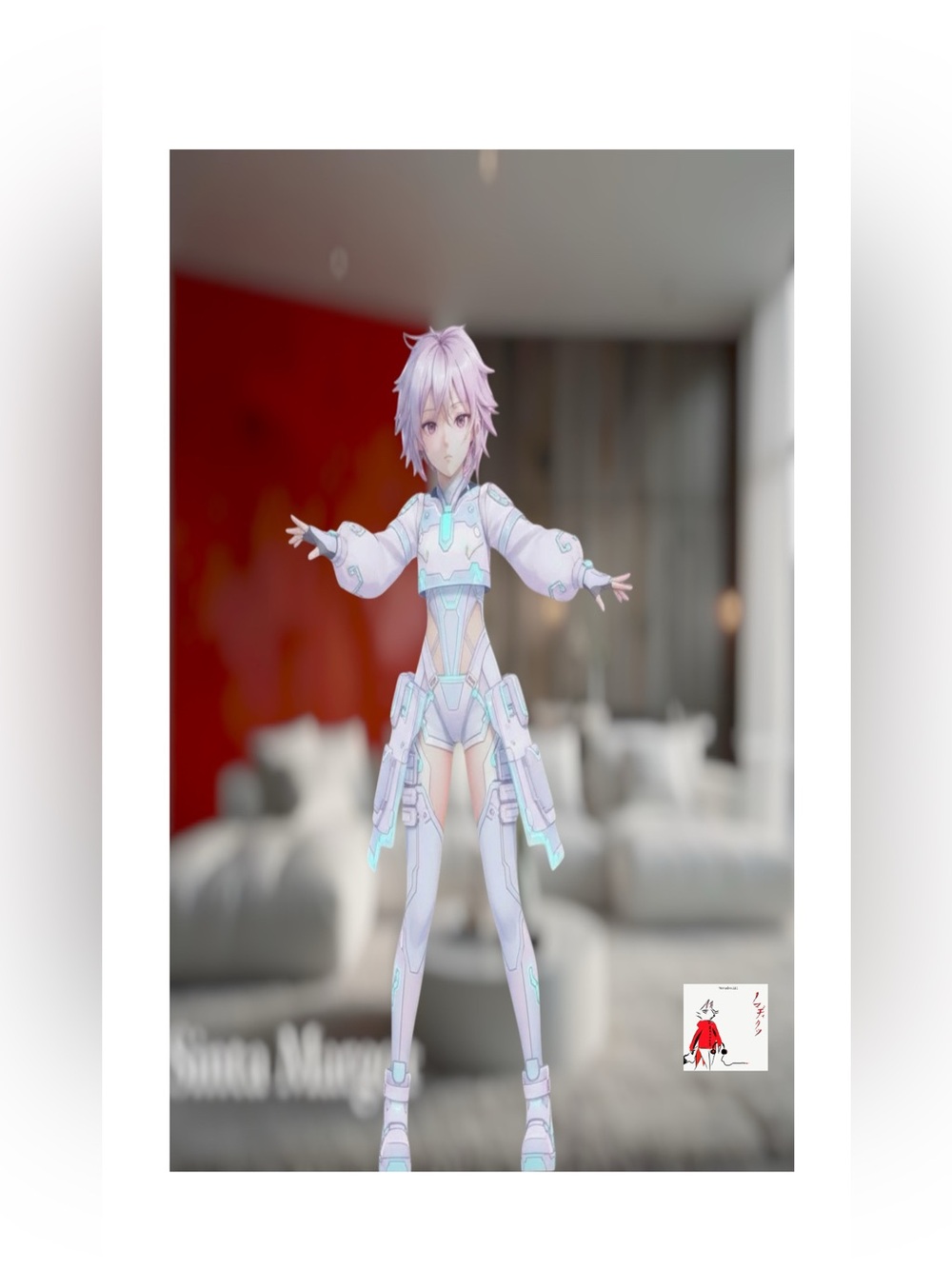 Futuristic Anime Poster - White & Light Purple Character